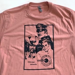 "The Redoubt" Retro LGBTQ Graphic on Size L Pink Cotton Next Level T-Shirt